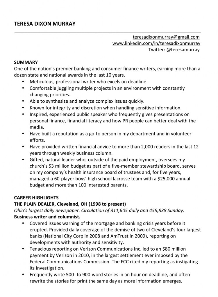 Microsoft Word - RESUME PDF -- TERESA DIXON  MURRAY Nov. 1, 2015